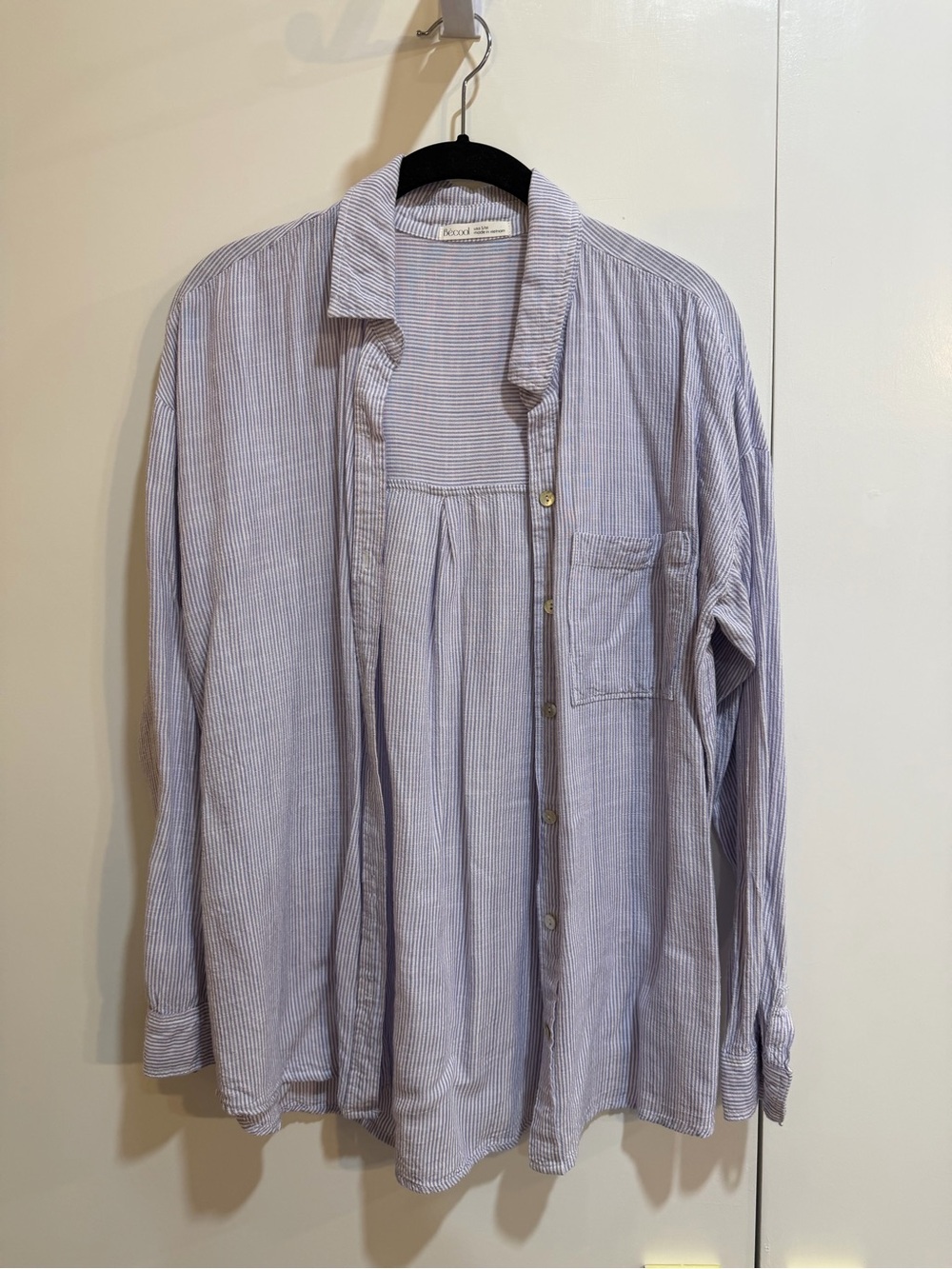 BE COOL Lavender and White Pinstripe Button-Down Shirt